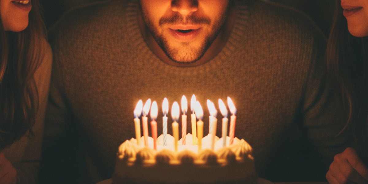 Hombre soplando las velas